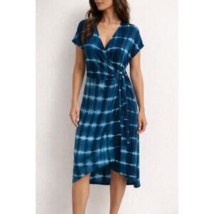 Remixmess Blue Tie Dye Wrap Dress Size Large